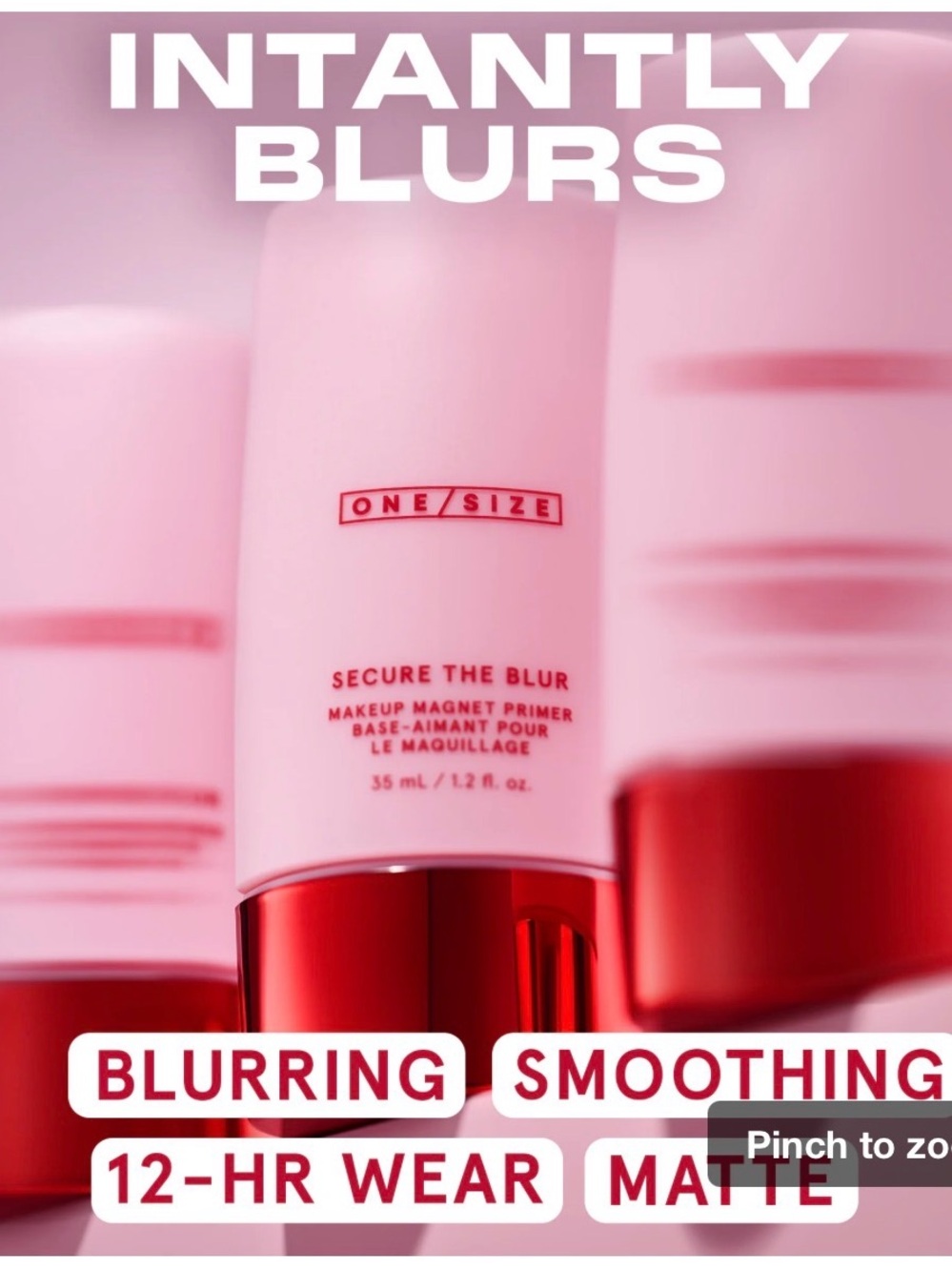 ONE/SIZE Secure The Blur Makeup Magnet Primer - Soft Pink with Red Accents